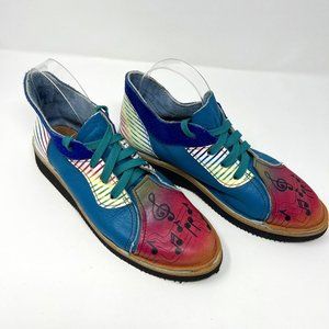 SoleTech NEW Hand Painted Soft Leather Lace Up Flat Shoes Oxfords Music Note